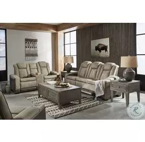 Next-Gen DuraPella Sand Performance Fabric Power Recliner With Adjustable Headrest