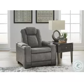 Next-Gen DuraPella Slate Performance Fabric Power Recliner With Adjustable Headrest