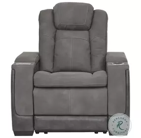 Next-Gen DuraPella Slate Performance Fabric Power Recliner With Adjustable Headrest