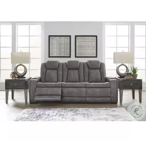 Next-Gen DuraPella Slate Performance Fabric Power Reclining Living Room Set With Adjustable Headrest