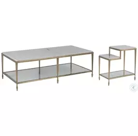 Signature Designs Quartz And Antiqued Gold Leaf Sashay Rectangular Cocktail Table