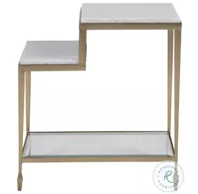 Signature Designs Quartz And Antiqued Gold Leaf Sashay Rectangular End Table