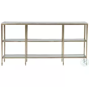 Signature Designs Quartz And Antiqued Gold Leaf Sashay Console Table