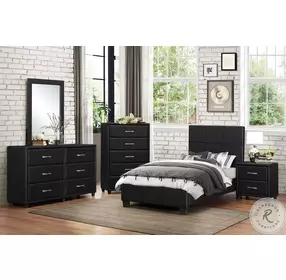 Lorenzi Black Twin Upholstered Platform Bed