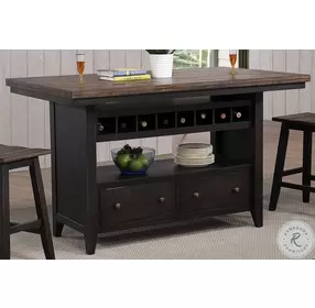 Ashford Black And Rustic Kitchen Island Set