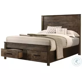 Woodmont Rustic Golden Brown Panel Storage Bedroom set
