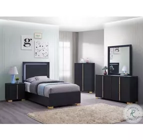Marceline Black Twin Panel Bed