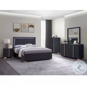 Marceline Black 6 Drawer Dresser with Mirror