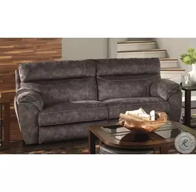 Sedona Smoke Lay Flat Power Reclining 91" Sofa With Power Headrest And Lumbar