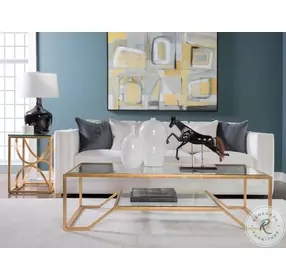 Metal Designs Gold Leaf Ellipse Rectangular End Table