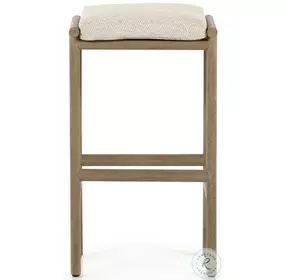 Kyla Washed Brown And Faye Sand Performance Fabric Outdoor Bar Stool