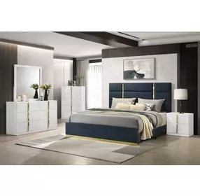 Ines White 6 Drawer Dresser with Mirror