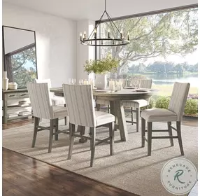 Telluride Driftwood Gray Round Extendable Counter Height Dining Table