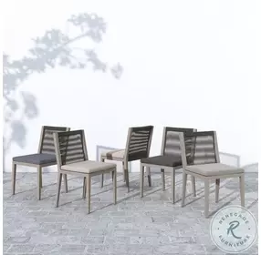 Sherwood Stone Grey and Weathered Grey Performance Fabric Outdoor Dining Chair