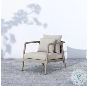 Numa Stone And Weathered Grey Performance Fabric Outdoor Chair
