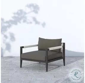 Sherwood Charcoal Performance Fabric Bronze And Ivory Rope Outdoor Chair