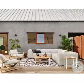 Gwen Faye Ash Performance Fabric Outdoor 5 Piece Sectional