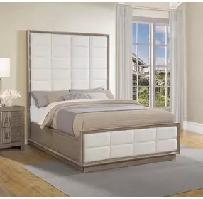 Durango Washed Oak Queen Upholstered Panel Bed