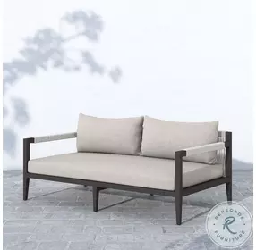 Sherwood Stone Gray And Bronze Rope Performance Fabric Outdoor Loveseat