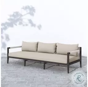 Sherwood Faye Sand And Bronze 93" Performance Fabric Outdoor Sofa