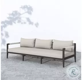 Sherwood Stone Gray And Bronze Performance Fabric Outdoor Sofa