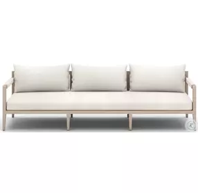 Sherwood Natural Ivory and Washed Brown Performance Fabric Outdoor Sofa