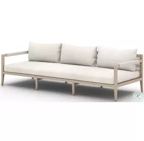 Sherwood Natural Ivory and Washed Brown 93" Performance Fabric Outdoor Conversation Set