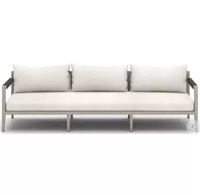 Sherwood Natural Ivory and Weathered Gray Performance Fabric Outdoor Sofa