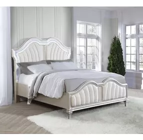 Evangeline Silver And Ivory Tufted Queen Upholstered Platform Bed