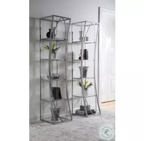Metal Designs Silver Leaf Ellipse Slim Etagere