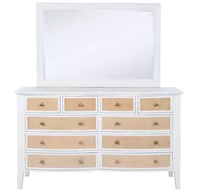 Bexhill White 10 Drawer Dresser With Mirror