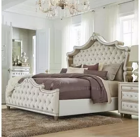 Antonella Ivory And Camel Queen Upholstered Panel Bed