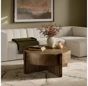 Bingham Antiqued Brass Aluminum Coffee Table