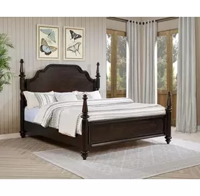 Andover Dark Oak King Poster Bed
