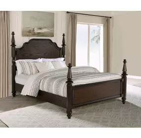 Andover Dark Oak Queen Poster Bed