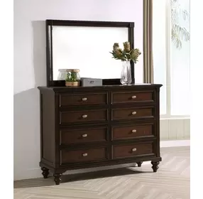 Andover Dark Oak 8 Drawer Dresser With Mirror