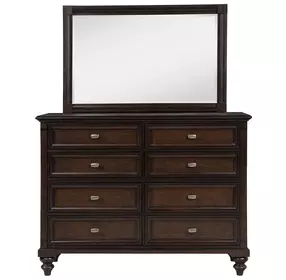 Andover Dark Oak 8 Drawer Dresser With Mirror
