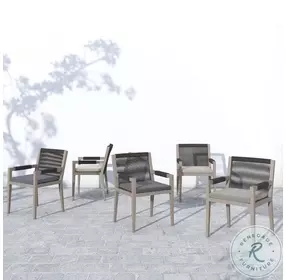 Sherwood Charcoal And Weathered Grey Performance Fabric Outdoor Dining Arm Chair