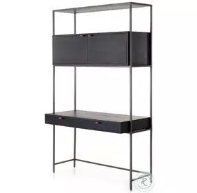 Trey Black Wash Poplar Modular Wall Home Office Set