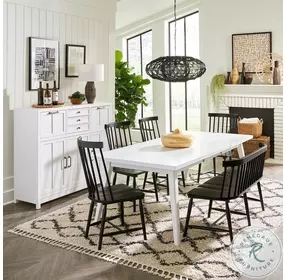 Harbor Cottage White Rectangular Leg Extendable Dining Table