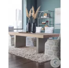 Verite Natural And Antiqued gunmetal Rectangular Dining Table