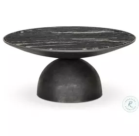Corbett Polished Black Marble Small Round Occassional Table Set