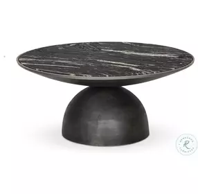 Corbett Polished Black Marble Small Round Coffee Table