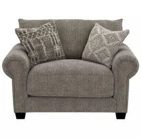 Barrett Stone Upholstered Chair and A Half with Pillows