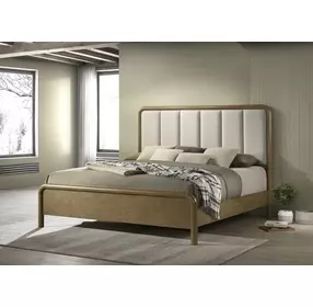 Amsbury Nutmeg Queen Upholstered Panel Bed