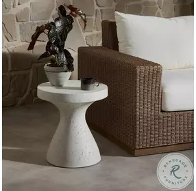 Koda Textured White Outdoor End Table