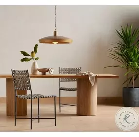 Malia Polished Travertine And Natural Oak Dining Table