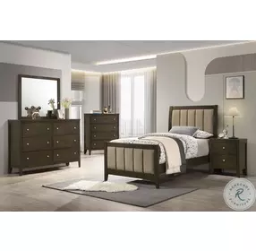Wilkes Dark Cocoa Twin Upholstered Panel Bed