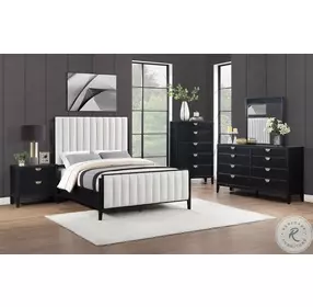 Brookmead Black Queen Upholstered Panel Bed