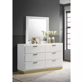 Caraway White 6 Drawer Dresser with Mirror